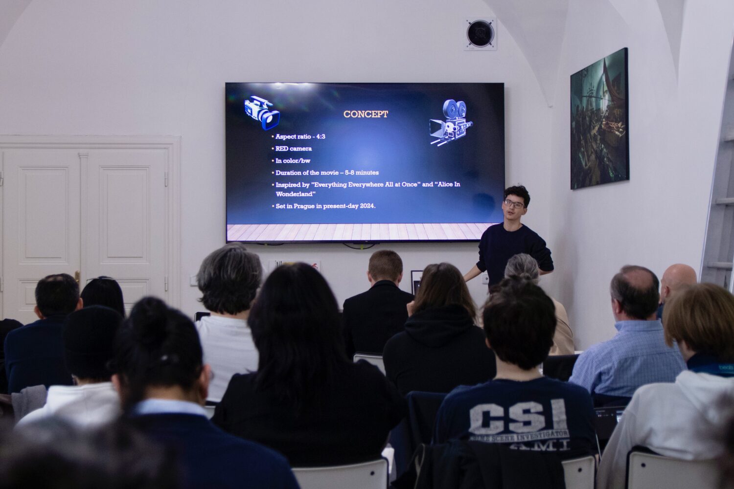 Student attentively listening in class