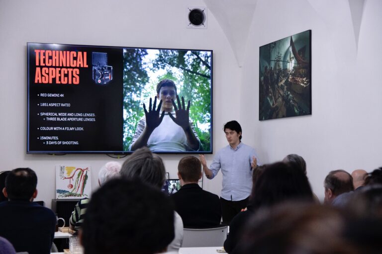 Teacher explaining vividly in class