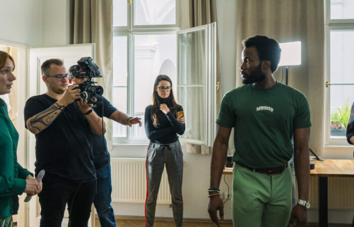 Students shooting a movie