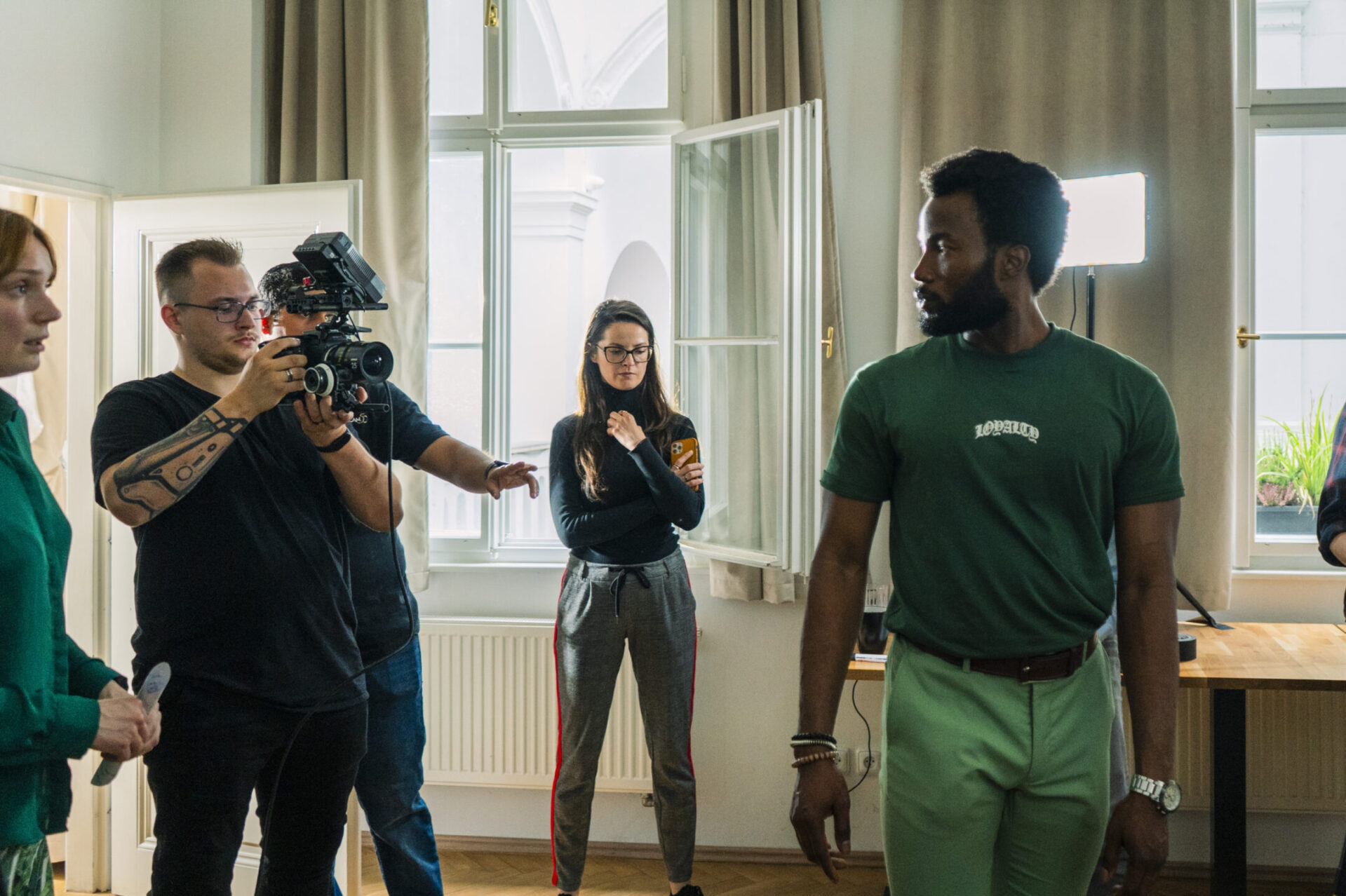 Students shooting a movie