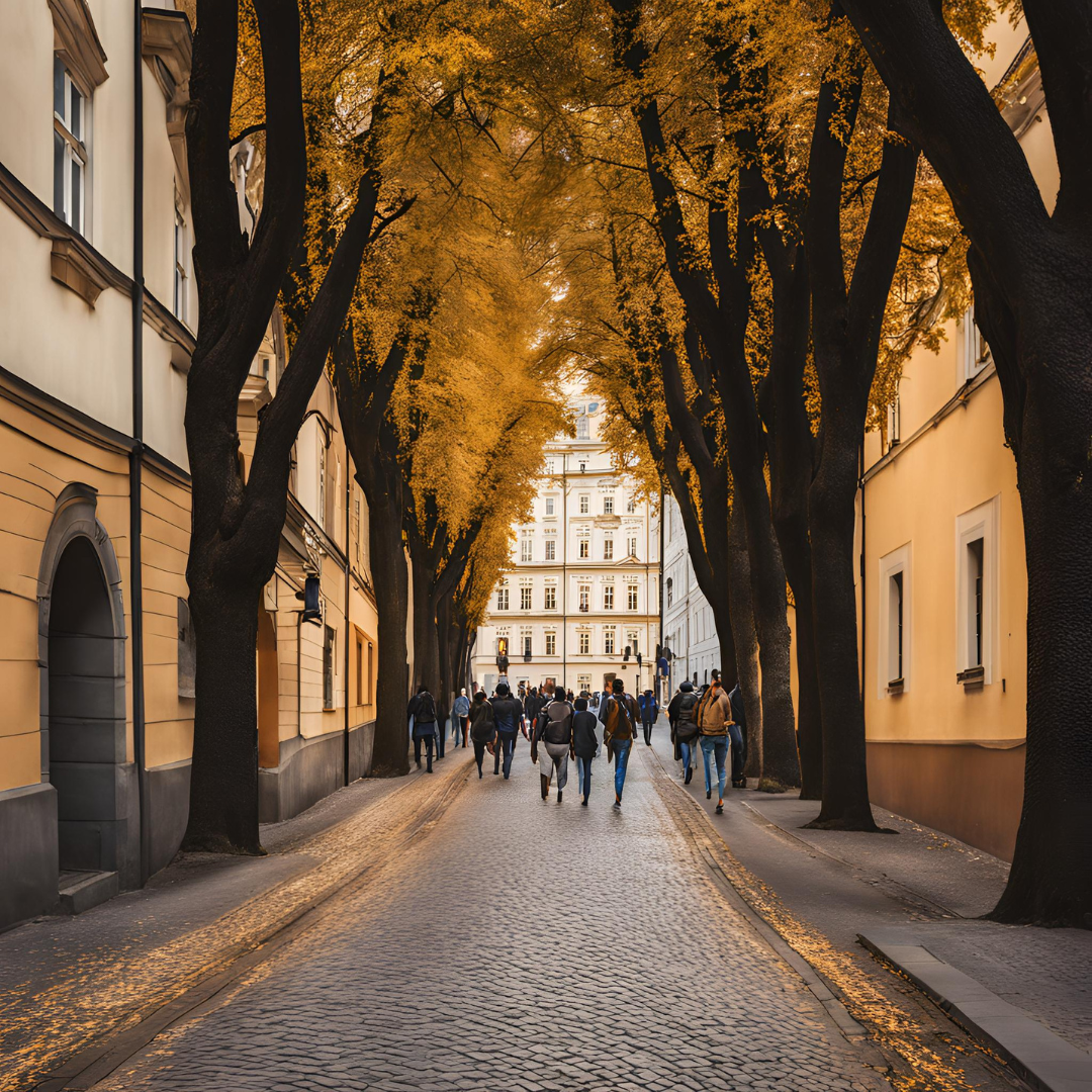 Untitled design university students walking in the street of prague